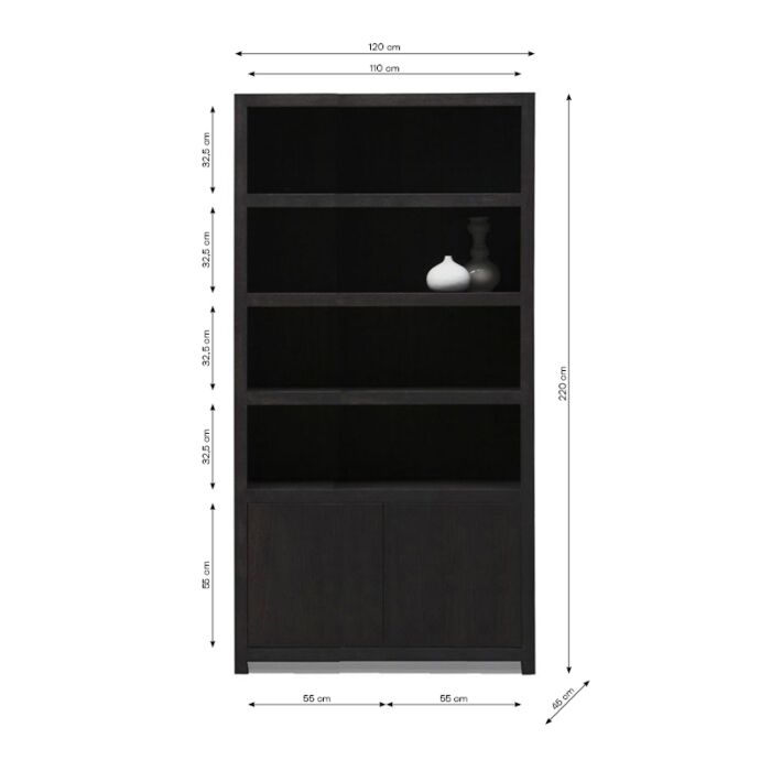 Boekenkasten Set Diamond 4 vaks + TV Kast 120 cm Eiken