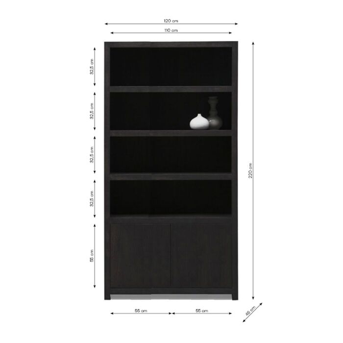 Boekenkasten Set Diamond 4 vaks + TV Kast 120 cm