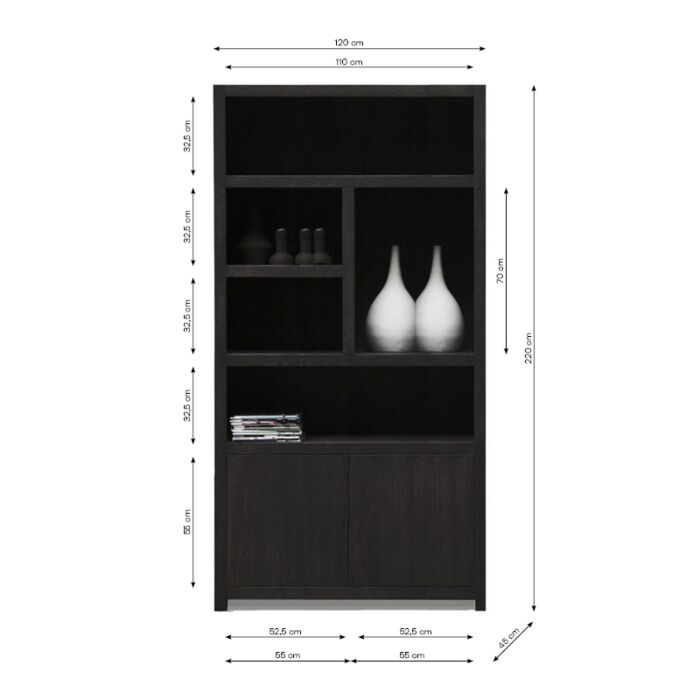 Boekenkastset Diamond 5 vaks + TV-meubel 120 cm