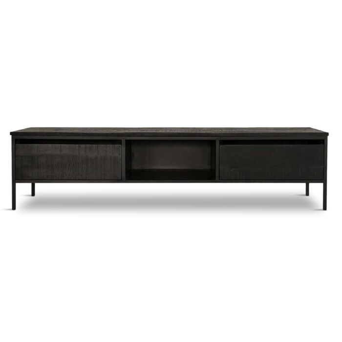 TV-meubel York Industrieel Hout Zwart 180cm