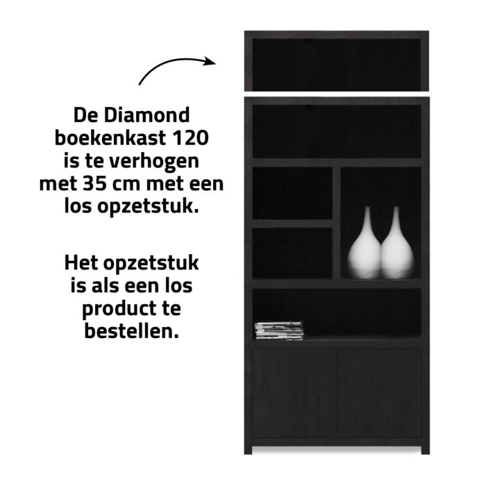 Boekenkast Set Diamond 120 5 vaks rechts + 5 vaks links Eiken