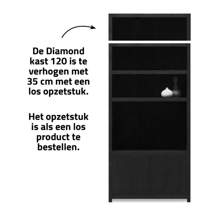 Boekenkasten Set Diamond 4 vaks + TV Kast 120 cm Eiken