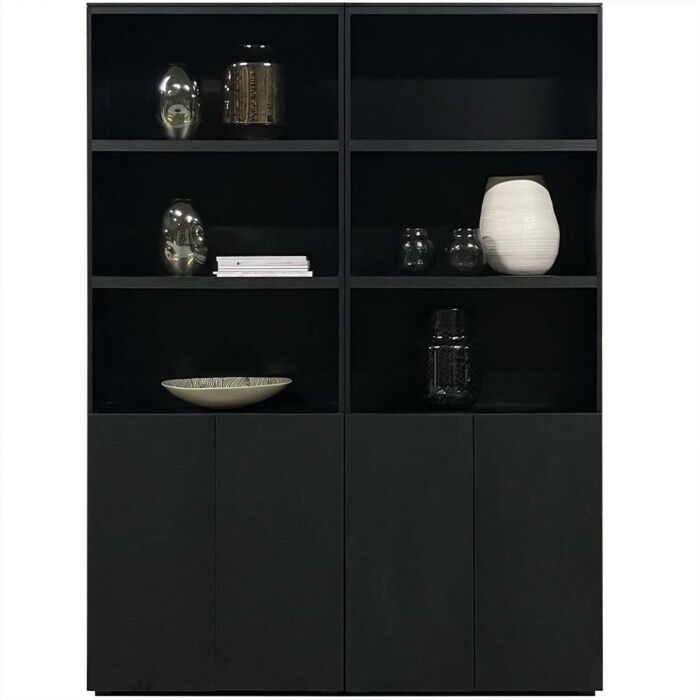 Boekenkast Basic Libra 80cm Zwart 3 Open Vakken 