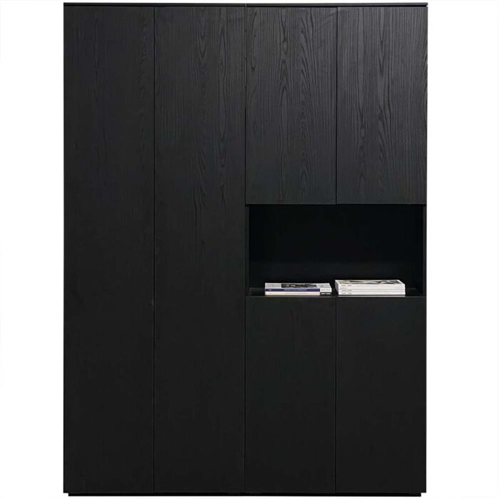 Boekenkast Basic Libra 80cm Zwart 1 Open Vakken 