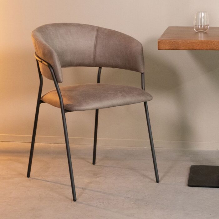 LABEL51 Eetkamerstoel Luuk Taupe Micro Suede