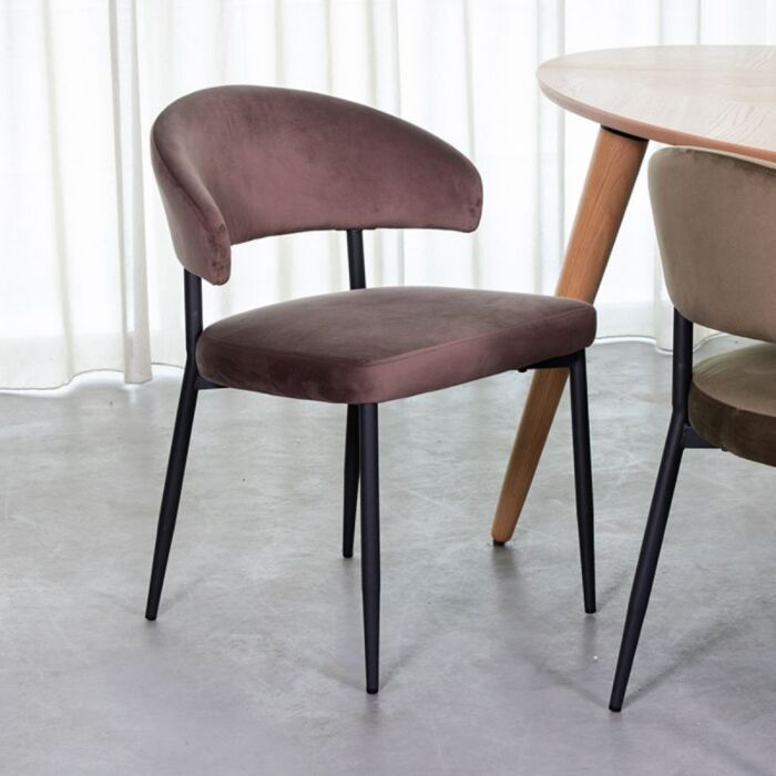 LABEL51 Eetkamerstoel Bliss Taupe Fluweel