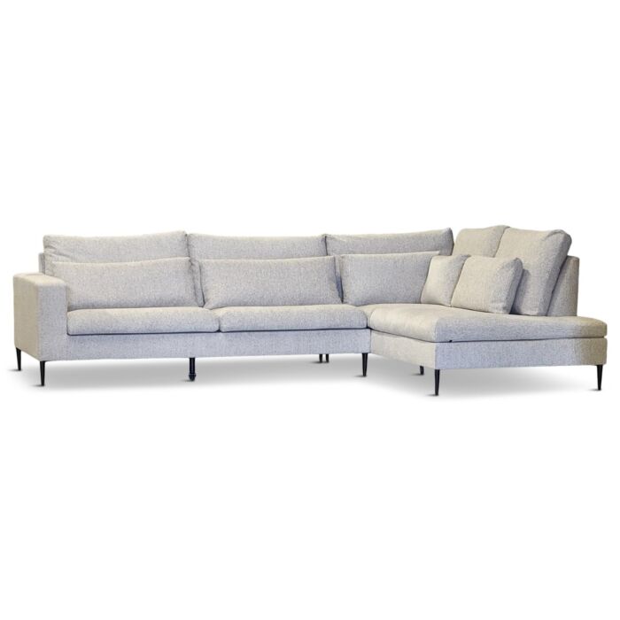 Hoekbank Mora Beige Ottomaan Rechts 