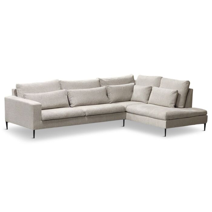Hoekbank Mora Beige Ottomaan Rechts 