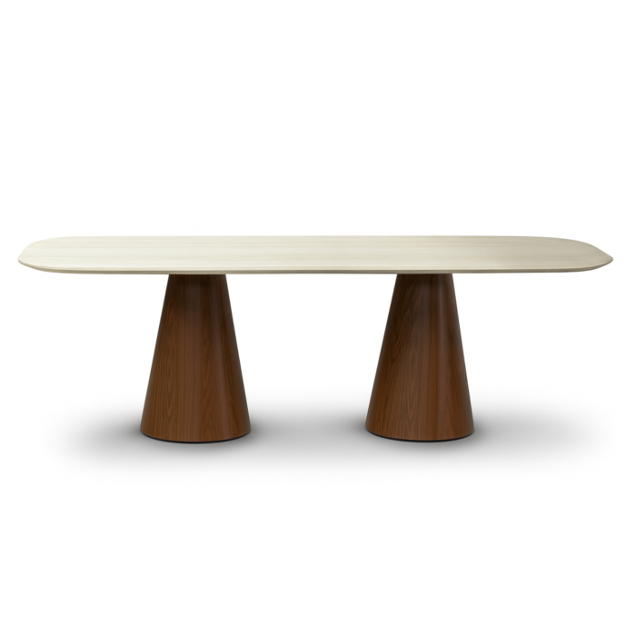 Eettafel Keramiek Mira Deens Ovaal Met Walnoot Poten