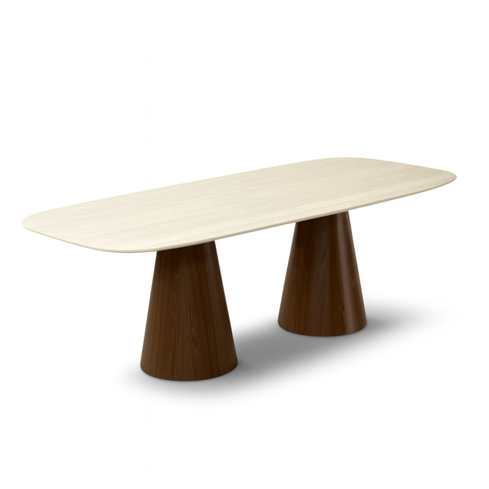Eettafel Keramiek Mira Deens Ovaal Met Walnoot Poten