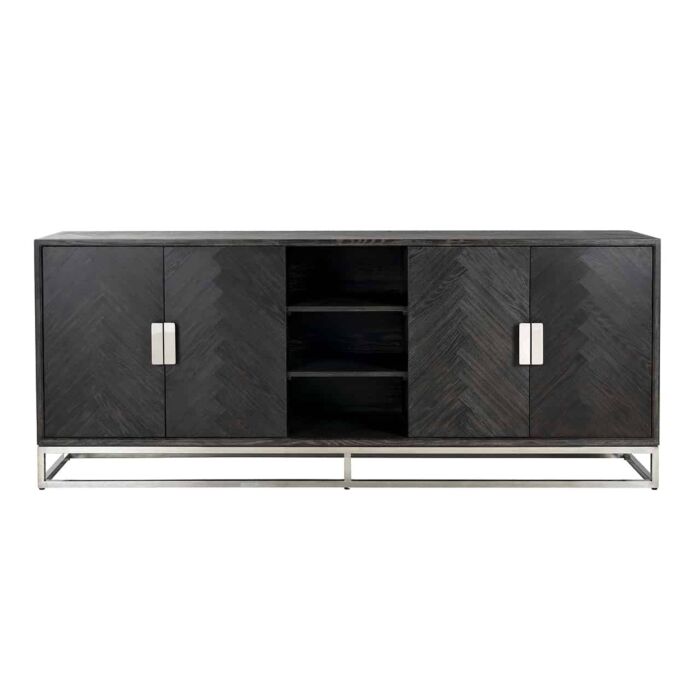 Dressoir Blackbone silver 4-deuren + open vak