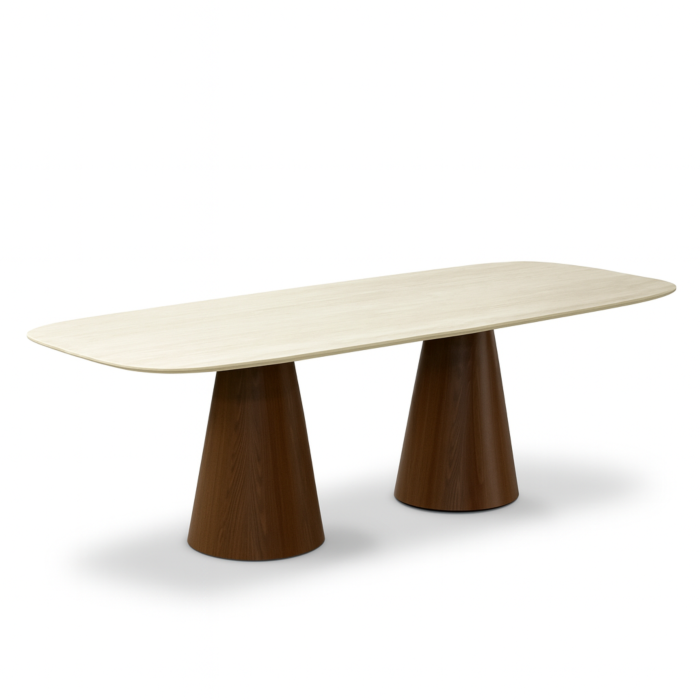 Eettafel Keramiek Mira Deens Ovaal Met Walnoot Poten