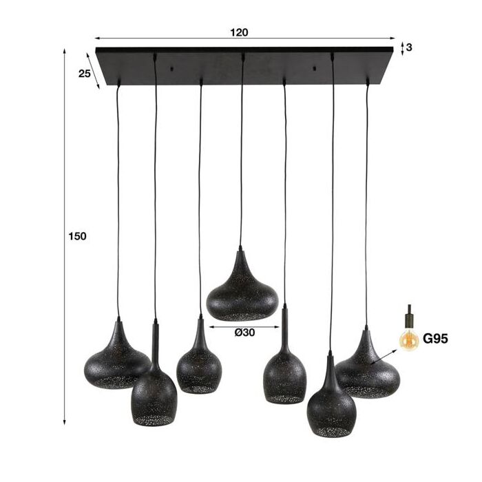 Hanglamp 4+3 zip
