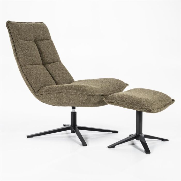Fauteuil Marcus met voetenbank - groen Baquer