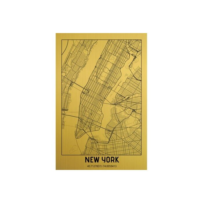 Mondiart Schilderij City Map New York Gold 