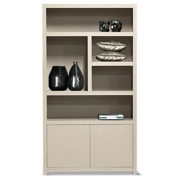 Boekenkast Diamond Taupe 120cm 5 Vaks Links Eiken