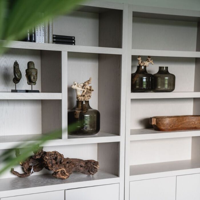 Boekenkast Diamond Taupe 120cm 5 Vaks Rechts Eiken