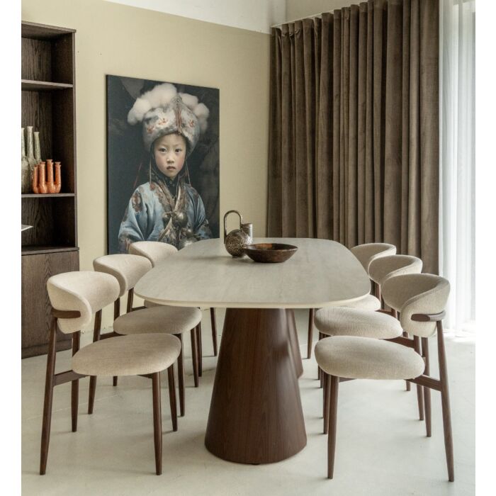 Eettafel Keramiek Mira Deens Ovaal Met Walnoot Poten