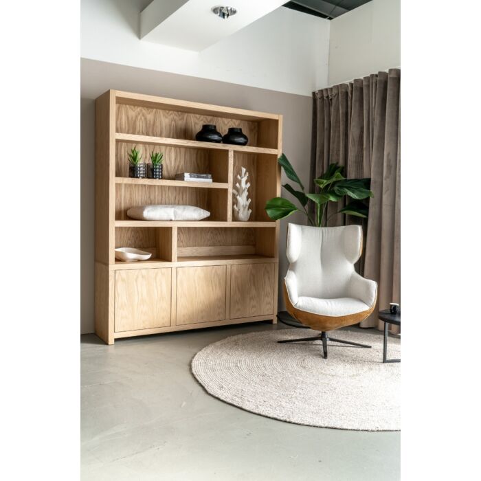 Boekenkast Diamond Breed 180cm 6 Vaks Eiken