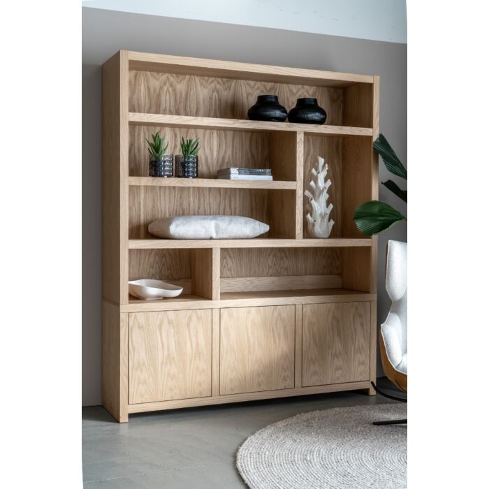 Boekenkast Diamond Breed 180cm 6 Vaks Eiken
