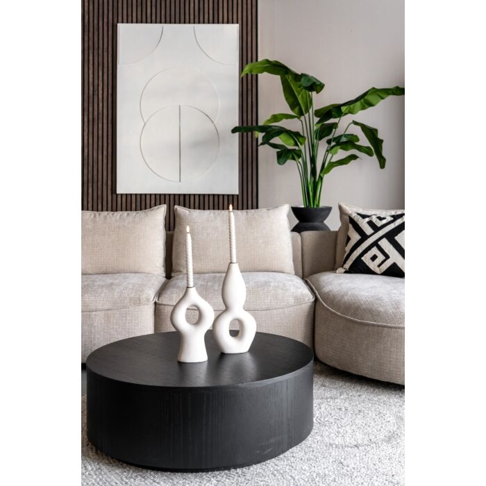 Salontafel Diamond Rond Ø85cm Zwart Eiken