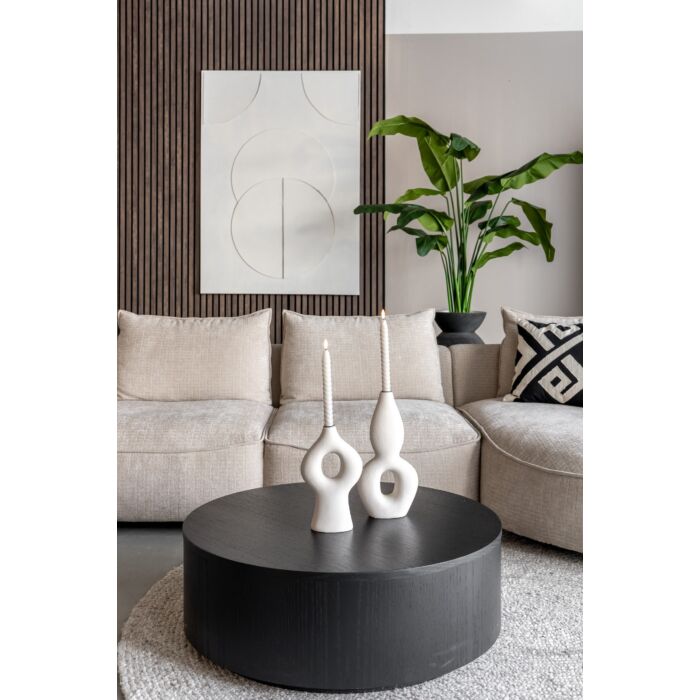 Salontafel Diamond Rond Ø85cm Zwart Eiken