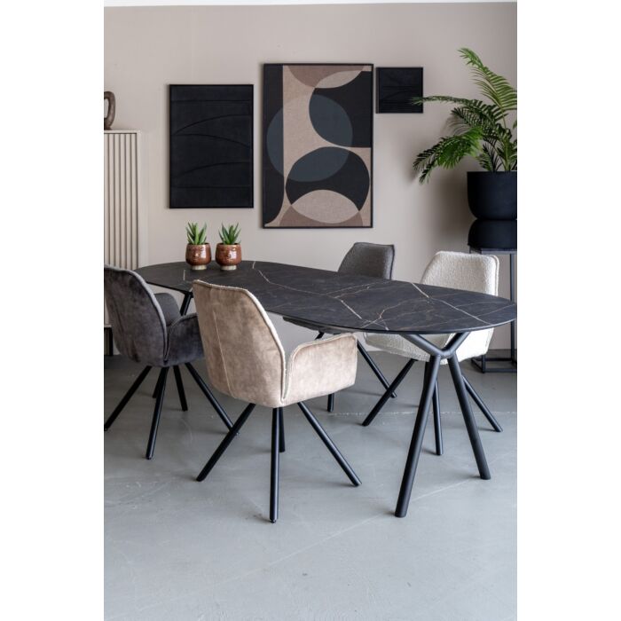 Eettafel Durano HPL Zwart Marmerlook