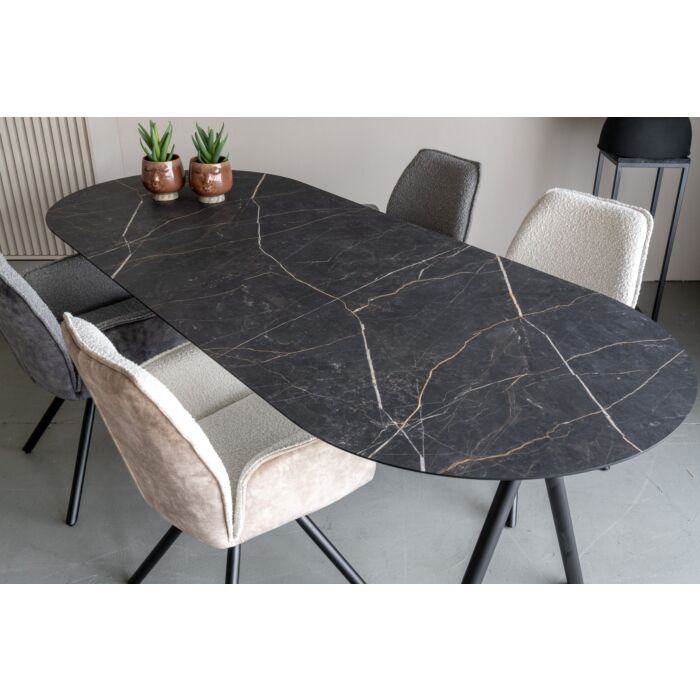 Eettafel Durano HPL Zwart Marmerlook