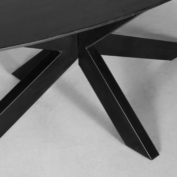 LABEL51 Eetkamertafel Zion - Zwart - Mangohout - 210 cm - Ovaal