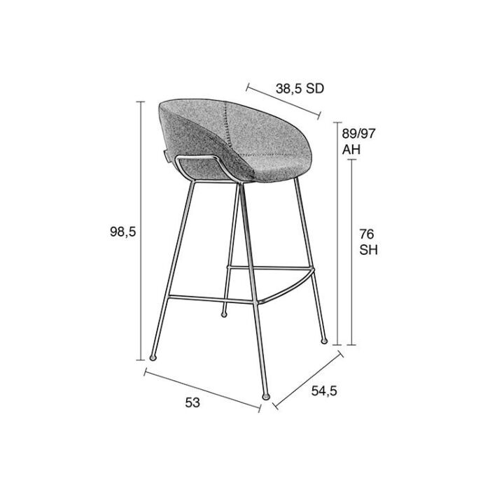 Zuiver Barkruk Feston 76cm Zwart