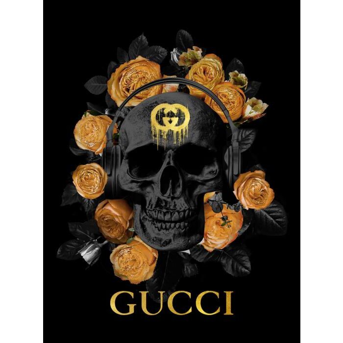 Glasschilderij Gucci Skull