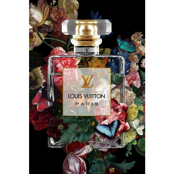 Glasschilderij Louis Vuitton Flowers & Butterfly