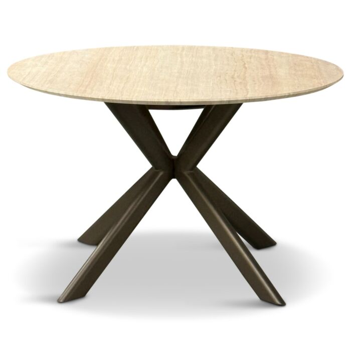 Tafel Roxy Eettafel Travertin Look Ø120