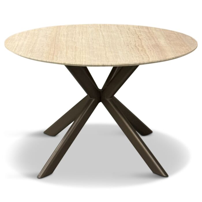Tafel Roxy Eettafel Travertin Look Ø120