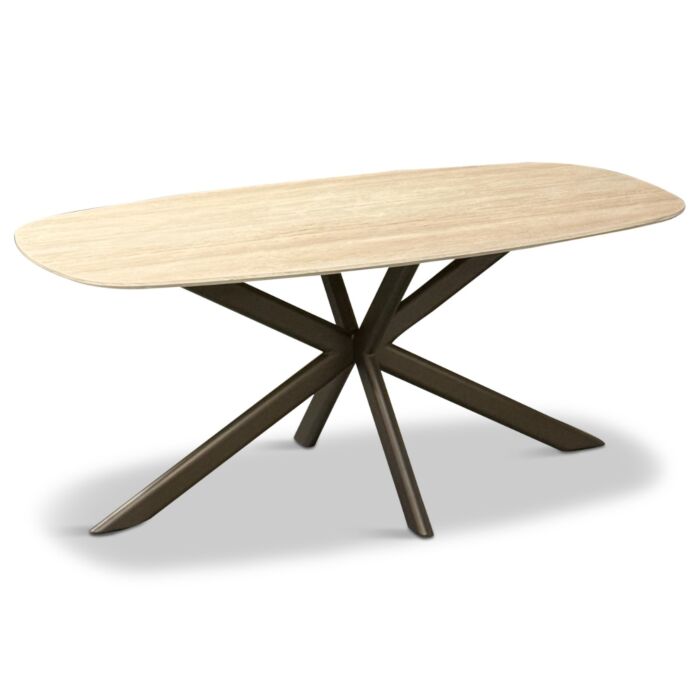 Eettafel Roxy Travertin Look Poot Anodic Brown 