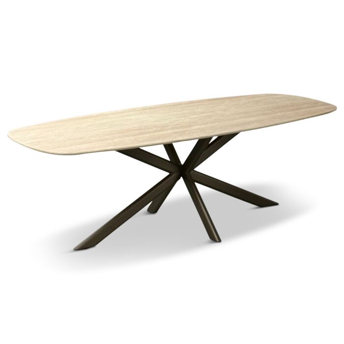 Eettafel Roxy Travertin Look Poot Anodic Brown 
