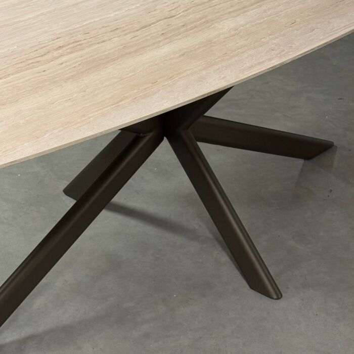 Eettafel Roxy Travertin Look Poot Anodic Brown 