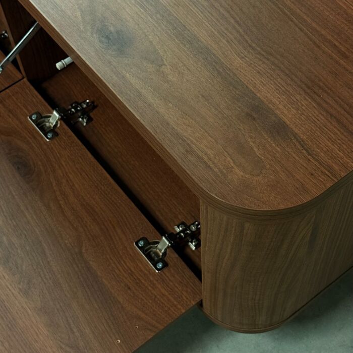 Zwevend TV-Meubel Ohau Rond Noten 215cm