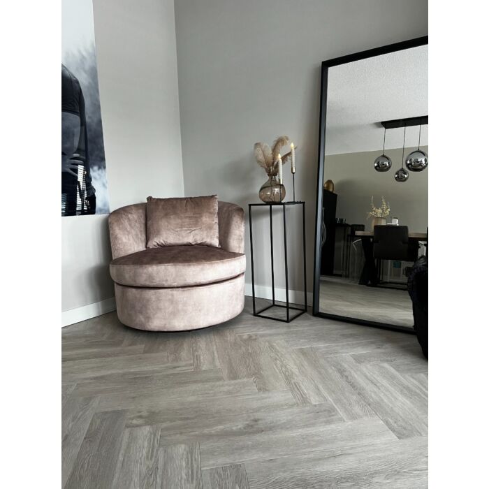 Draaibare Lounge Fauteuil Velours Taupe Desiree 