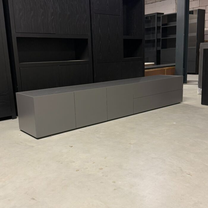 TV Dressoir Grijs Leren Top Grijs