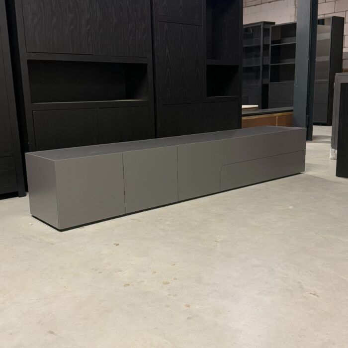 TV Dressoir Grijs Leren Top Grijs