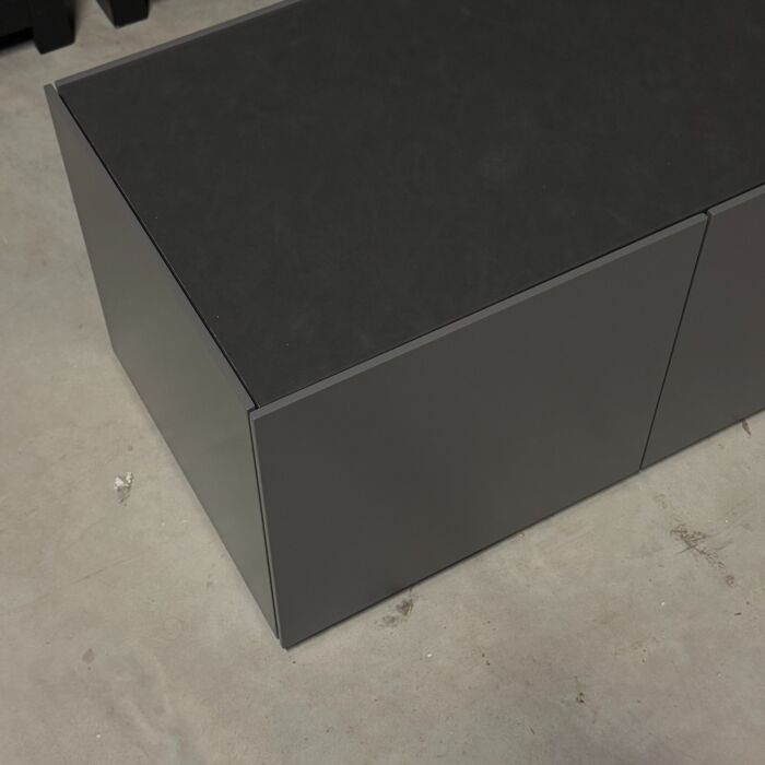 TV Dressoir Grijs Leren Top Grijs