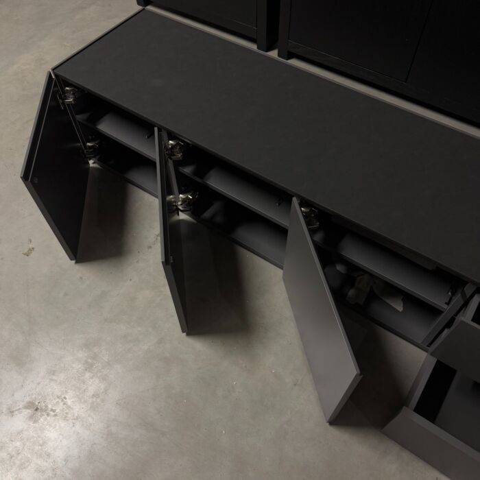 TV Dressoir Grijs Leren Top Grijs