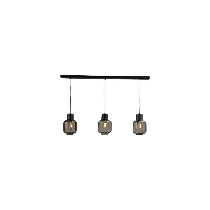 Hanglamp Lett Rib Zwart 3-Lichts Ø20cm