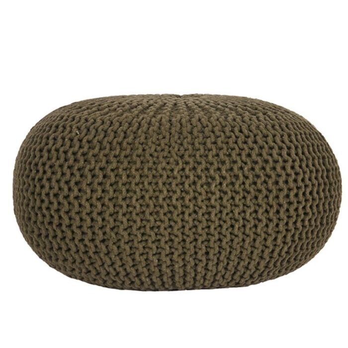 LABEL51 Poef Knitted - Army green - Katoen - L
