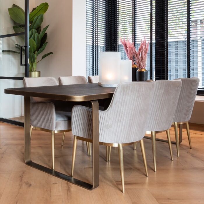 Eetkamerstoel Breeze Khaki Velvet Brushed Gold
