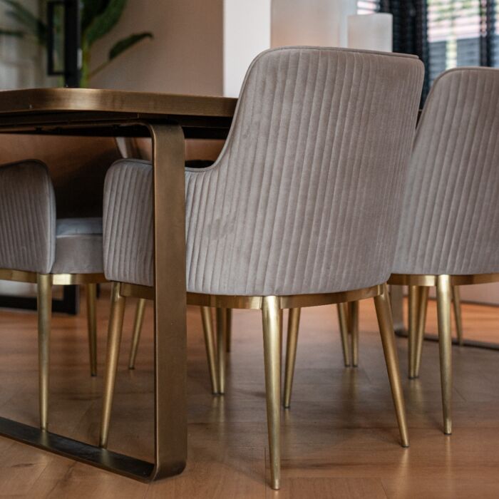 Eetkamerstoel Breeze Khaki Velvet Brushed Gold