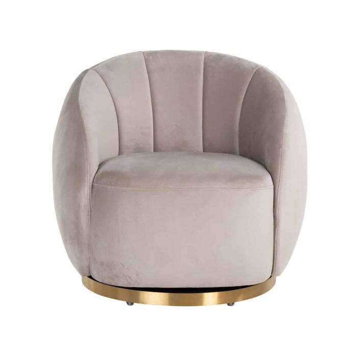 Draaifauteuil Jago khaki velvet / brushed gold