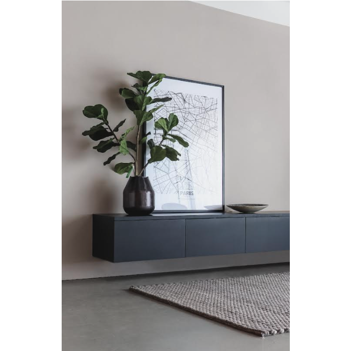 Zwevend TV-meubel HO19 Mat Zwart 180cm