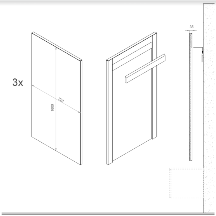 TV-wandmeubel Kopenhagen Cinewall 277cm Zwart